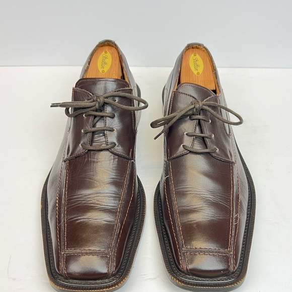 Kenneth Cole Reaction Brown Leather Oxfords with Square-Toed Design Size 11.5 - Picture 7 of 8